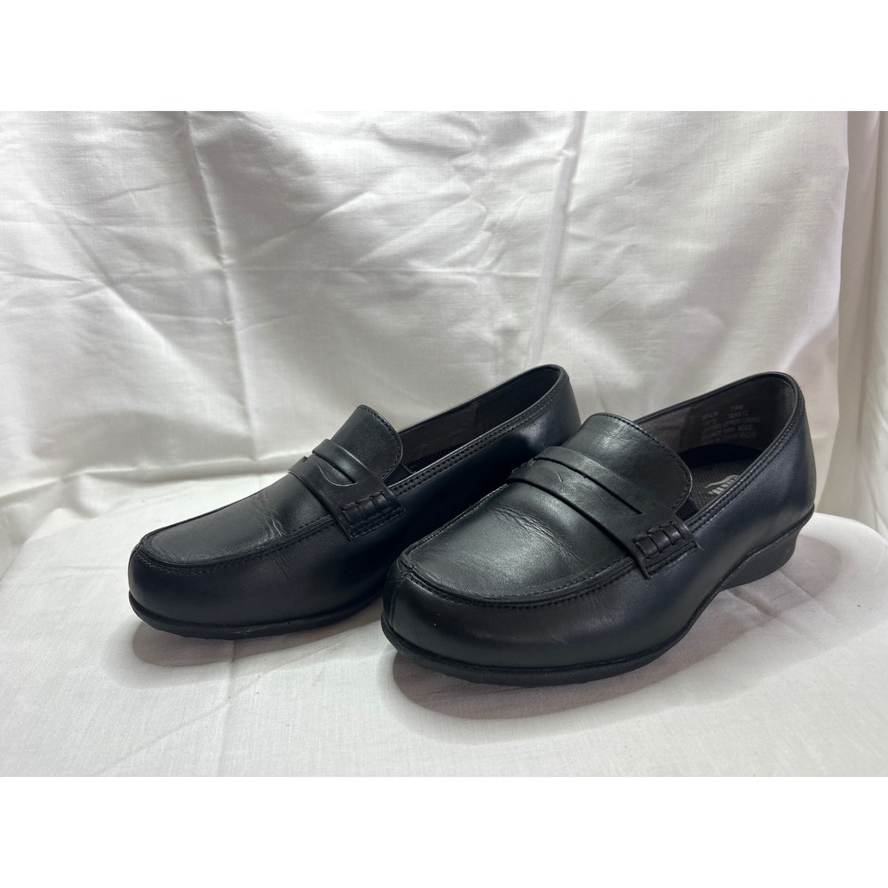 Mens Black Leather Loafers Classic Slip On Dress Casual Comfort Shoes